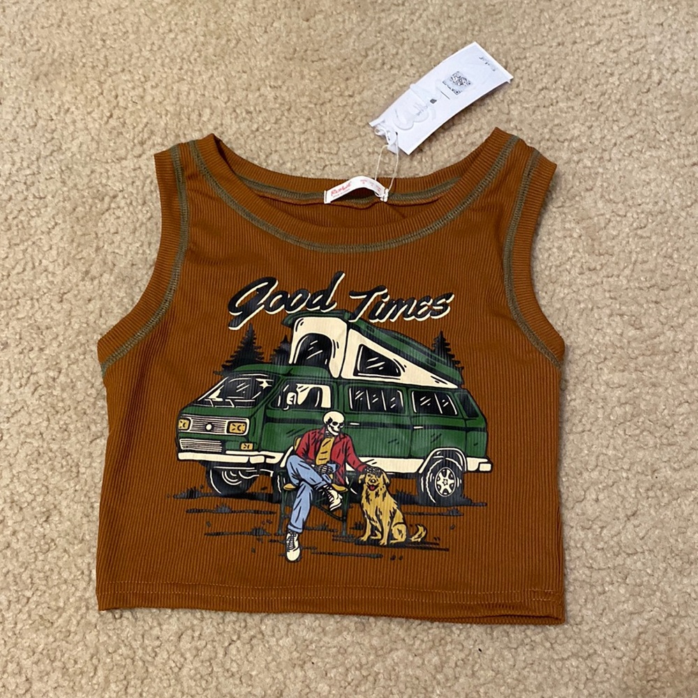 “Good Times” Brown Crop Top